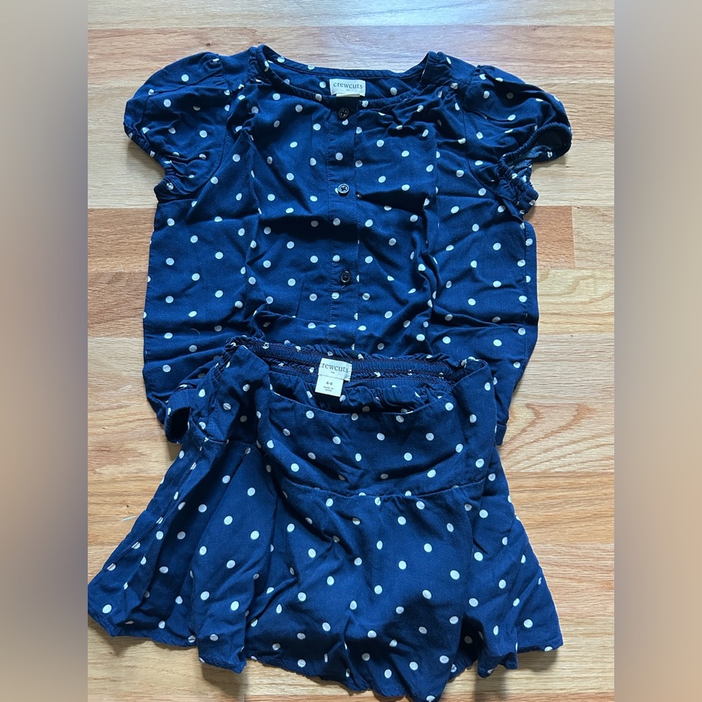 J. Crew Navy Polka Dot Set